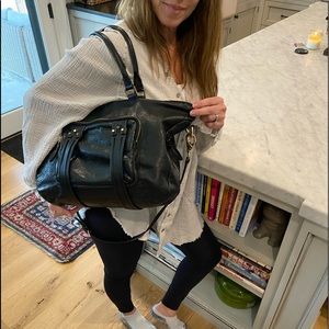 She Lo black leather tote purse